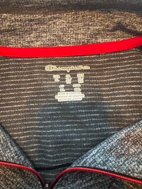 Champion Heather Gray Half Zip-Up Pull Over with Red Accent